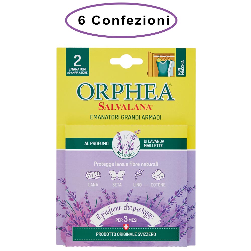 Orphea salvalana foglietti per cassetti e armadi profumo lavanda 6 confezioni da 2 foglietti
