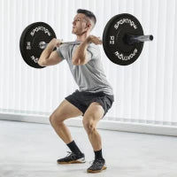 Set 2 Dischi Pesi da 10kg in Gomma con Foro da 2"/5 cm per Manubri e Bilancieri, Nero