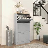 Scarpiera per 18 paia, con 3 cassetti a ribalta e ripiani regolabili, 60x23,5x115cm, Grigio