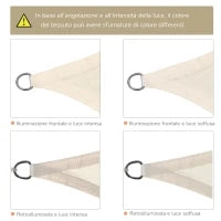 Tenda a Vela Parasole Rettangolare 4 x 6m, Tenda da Sole Protezione Raggi UV in HDPE 185g/㎡, Crema