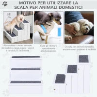 Scaletta per Cani a 3 Gradini con Tappeto Antiscivolo e Spazio Interno, 40.5x44.5x38cm, Bianco