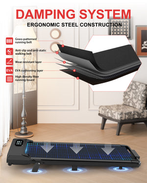 Tapis Roulant Elettrico Pieghevole 1-8 km/h - RATTANTREE - con Inclinazione, Display a LED, Supporto per App e Tablet - Portante 145kg - Nero