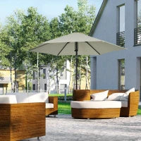 Ombrellone da Giardino Inclinabile a Spinta Manuale con Ventilazione in Metallo Poliestere ad Alta Densità 180g/m², Grigio Chiaro