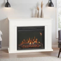 Camino Elettrico con Fiamma a 5 Luminosità, Telecomando e Timer, 98x23.5x69.5 cm, Bianco e Nero