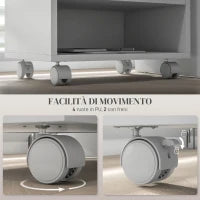 Mobile Porta Stampante a 2 Livelli con 3 Scomparti e Ruote per Ufficio e Studio, 40x30x36cm, Bianco