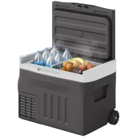 Frigo Portatile da 30 Litri con Compressore, Frigorifero Elettrico con LED, Modalità ECO, Connessione e Funzione di Mantenimento del Freddo, Nero