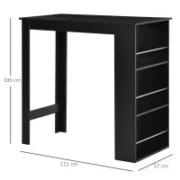 Bancone da Cucina Tavolo Alto con 3 Mensole in Legno, Tavolo da Bar Cucina Arredamento Moderno Casa e Bar, 112x57x106cm, Nero