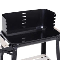Barbecue a Carbone con Griglia Regolabile, Ripiani e Ruote, 83x37x87cm, Nero