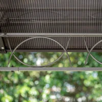 Gazebo da Giardino 3.6x3m con Tetto in Policarbonato Anti UV e Tende, Grigio