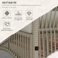 Set da Giardino in Rattan da 4 Pezzi con 2 Poltroncine, Divano e Tavolino da Caffè, Kaki e Nero
