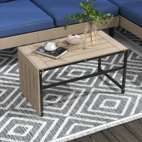 Salotto da Giardino con Divano Angolare e Tavolino in Acciaio e HDPE con Cuscini Sfoderabili, Blu