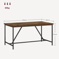 Tavolo da Pranzo per 6 Persone Stile Industriale in Legno e Acciaio, 150x80x75 cm, Marrone