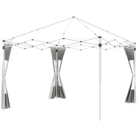 Set 2 Pareti per Gazebo 3x6m e 3x3 m in Tessuto Oxford con Finestre e Cerniere, 295x195cm, Grigio