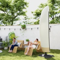 Copertura per Ombrellone 3x3 m Impermeabile, Custodia Copri Ombrellone a Sbalzo con Cerniera e Laccio, Beige