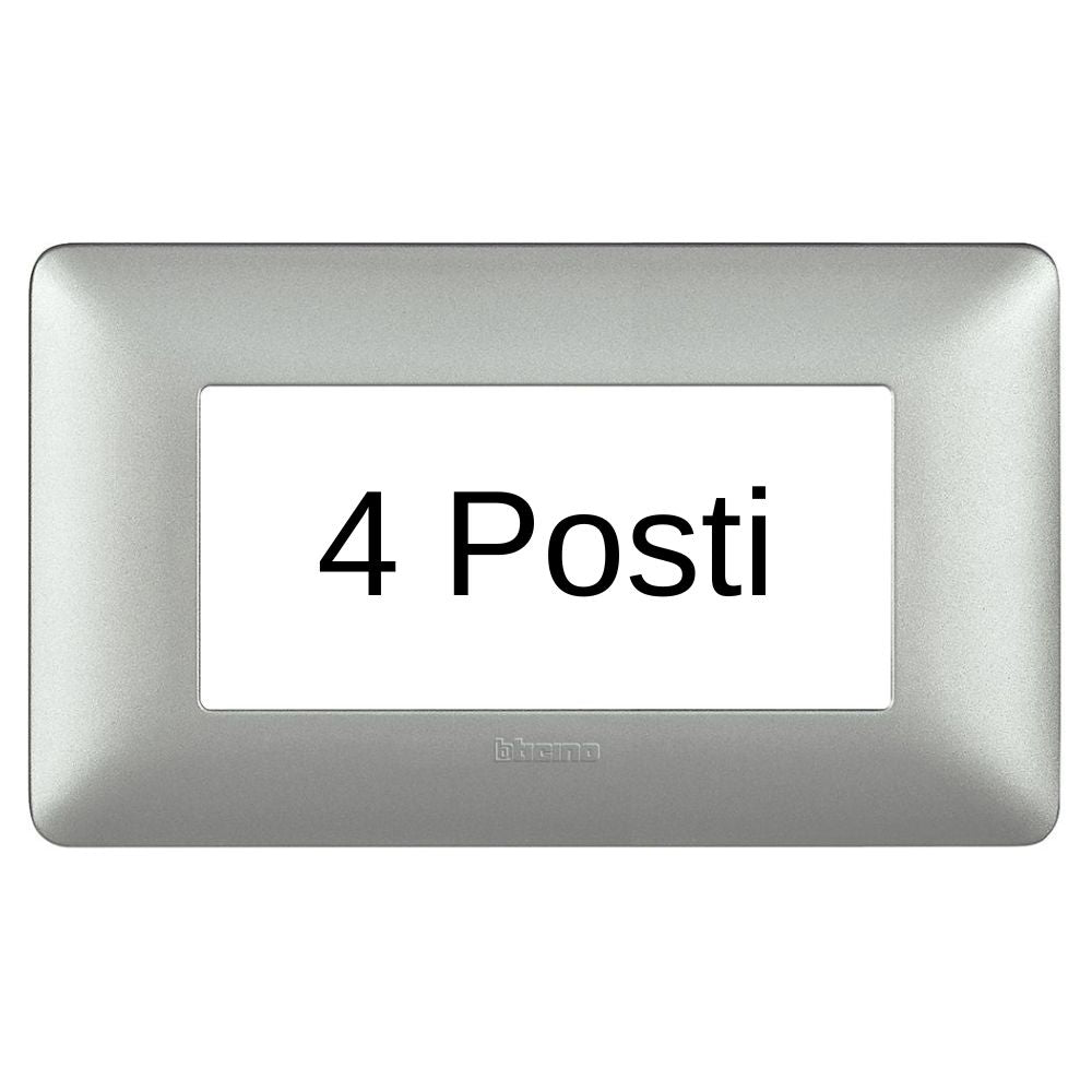 Bticino matix placca 4 posti tecnopolimero colorata am4804 pezzi 4 *** colore silver, confezione 1