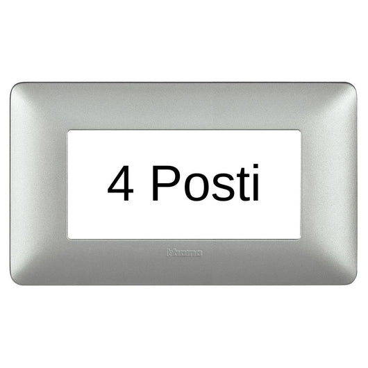 Bticino matix placca 4 posti tecnopolimero colorata am4804 pezzi 4 *** colore silver, confezione 1