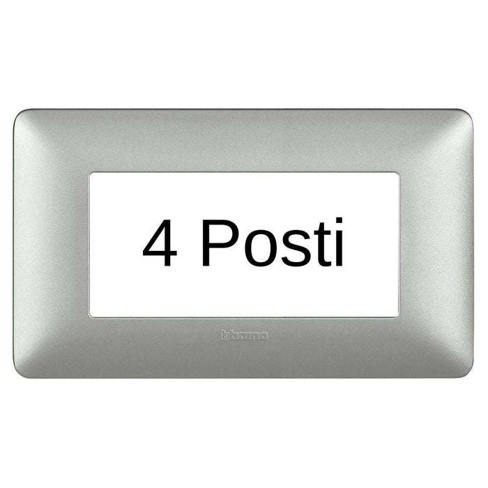 Bticino matix placca 4 posti tecnopolimero colorata am4804 pezzi 4 *** colore silver, confezione 1