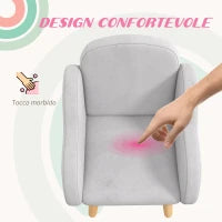 Poltrona per Bambini fino a 3 Anni con Braccioli a Nuvola in Tessuto, 46x51x55cm, Grigio