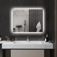 Specchio da Bagno Anticondensa con Luminosità e Colore Regolabili, in Vetro e Lega di Alluminio, 80x60x4 cm