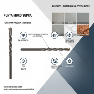 Punta muro supra per foratura calcestruzzo e cemento *** misura 10 x 120 mm, confezione 1