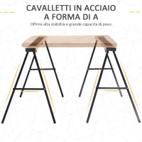 DURHAND Set 2 Pezzi Cavalletti da Lavoro Pieghevoli e Portatili, Piano di Lavoro in Gomma Antiscivolo, Carico Max. 250kg