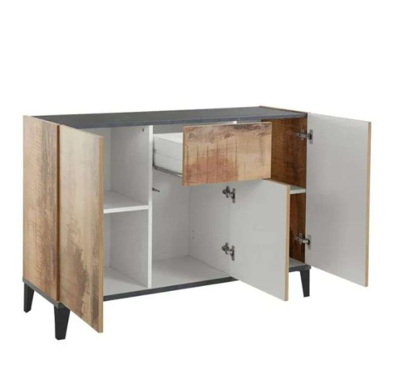 Credenza madia 120x40cm ingresso soggiorno 3 ante cassetto Rachel Report