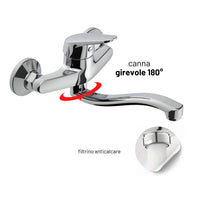 Miscelatore a muro milano plus in ottone lavello cucina con erogazione orientabile *** confezione 1