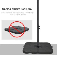 Ombrellone da Giardino Decentrato con Base a Croce e Apertura a Manovella, 294x193cm, Grigio