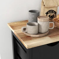 Carrello da Cucina con Ruote con 3 Cassetti, 2 Ripiani Aperti e Vassoio Estraibile 67x37x85,5 cm Nero