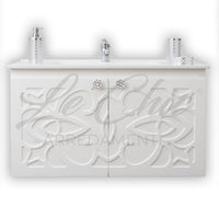 Mobile bagno sospeso completo Luxury con colonna - 90, Specchiera led rettangolare