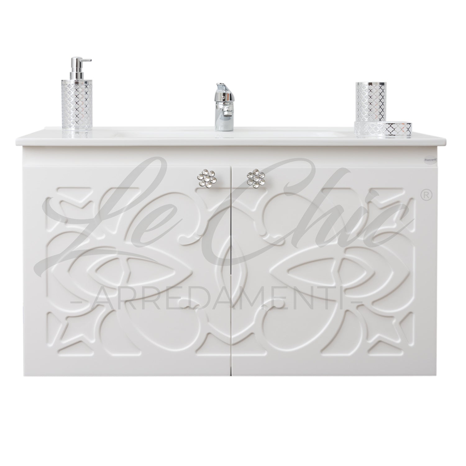 Mobile bagno moderno completo - 100 cm, Specchiera rettangolare led