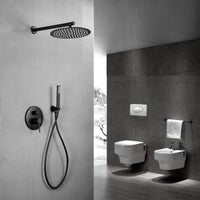 Set doccia con miscelatore incasso, soffione tondo 30 e doccino nero opaco KZ-1005 CANADA