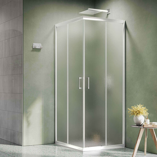 Siro - Box doccia ad angolo 80x80 cm 2 ante scorrevoli bianco/stampato