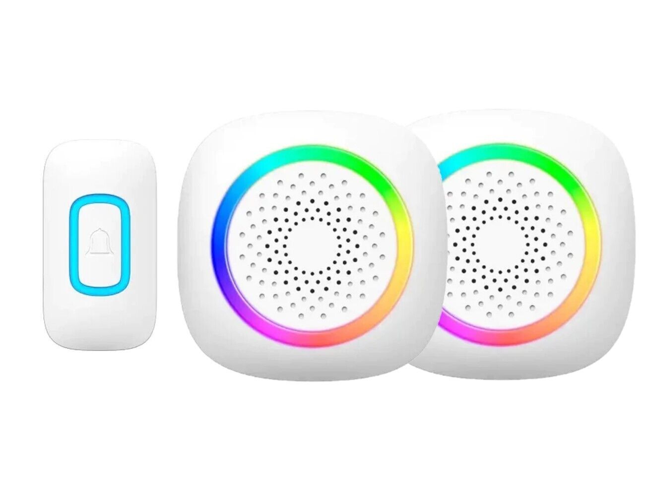 2 CAMPANELLI SENZA FILI WIRELESS 2 ricevitori luce RGB 60 melodie RL-2R3995