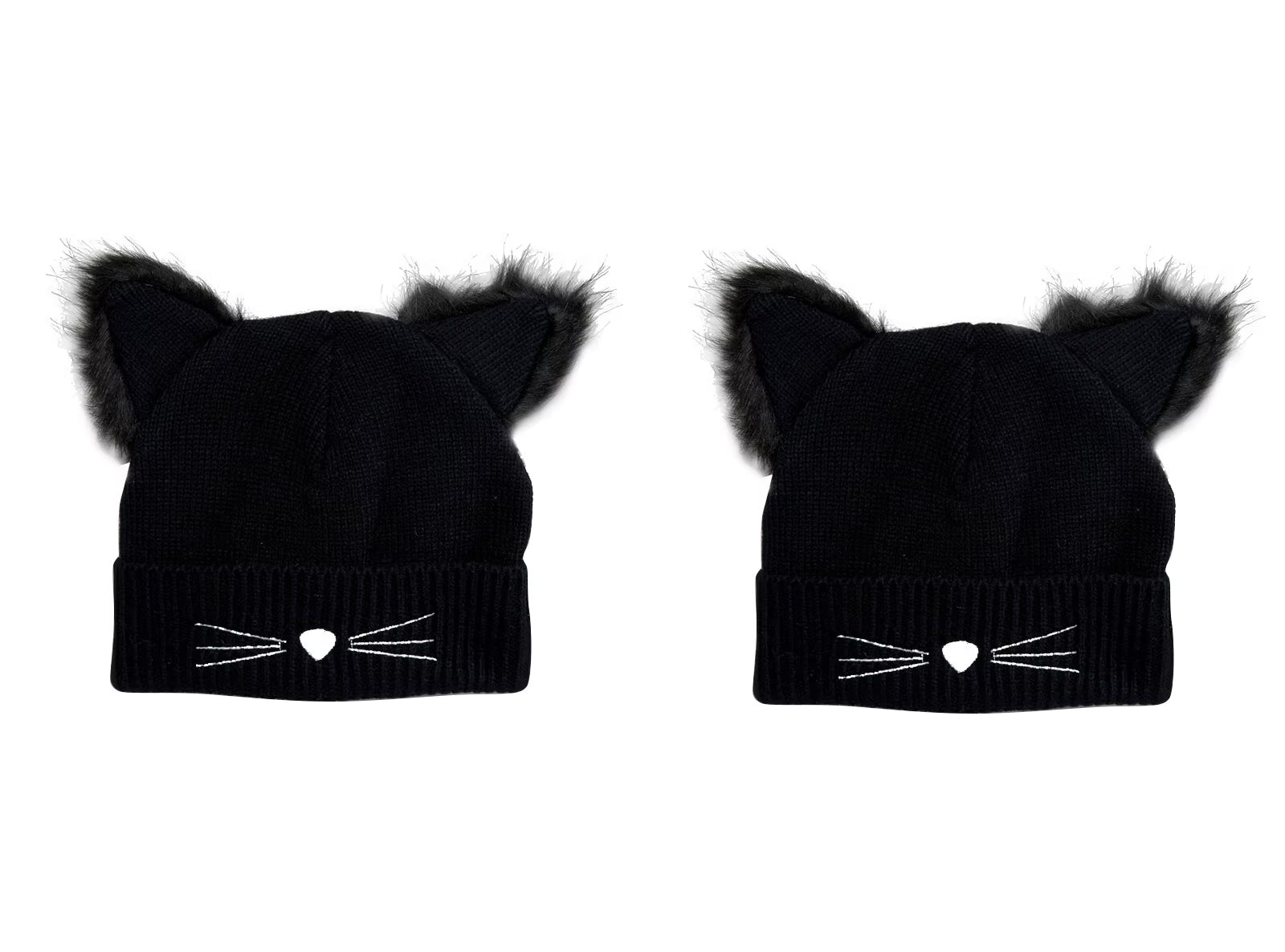 2 Cappelli Donna Pon Pon Invernali Orecchie da Gatto Berretti Lana Beanie Lavorati a Maglia Cappellini Caldi Elastico per Sport All'Aria Aperta Corsa Sci Pattinaggio
