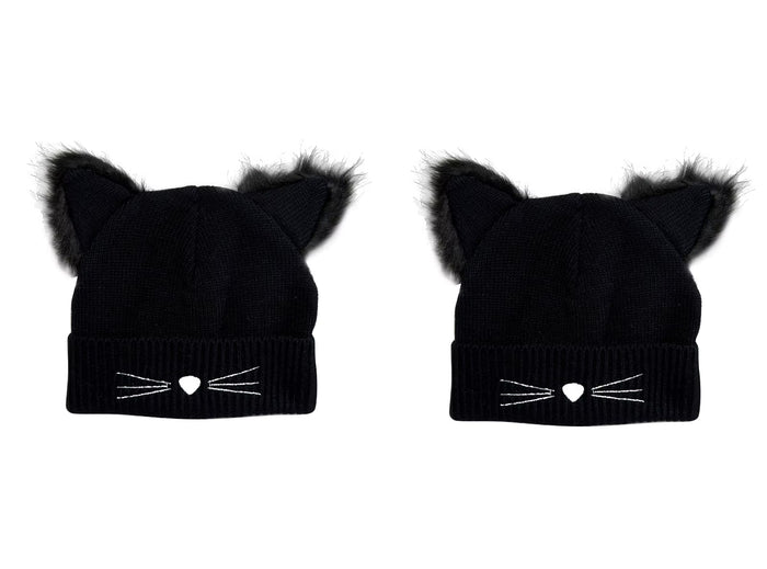 2 Cappelli Donna Pon Pon Invernali Orecchie da Gatto Berretti Lana Beanie Lavorati a Maglia Cappellini Caldi Elastico per Sport All'Aria Aperta Corsa Sci Pattinaggio
