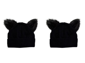 2 Cappelli Donna Pon Pon Invernali Orecchie da Gatto Berretti Lana Beanie Lavorati a Maglia Cappellini Caldi Elastico per Sport All'Aria Aperta Corsa Sci Pattinaggio