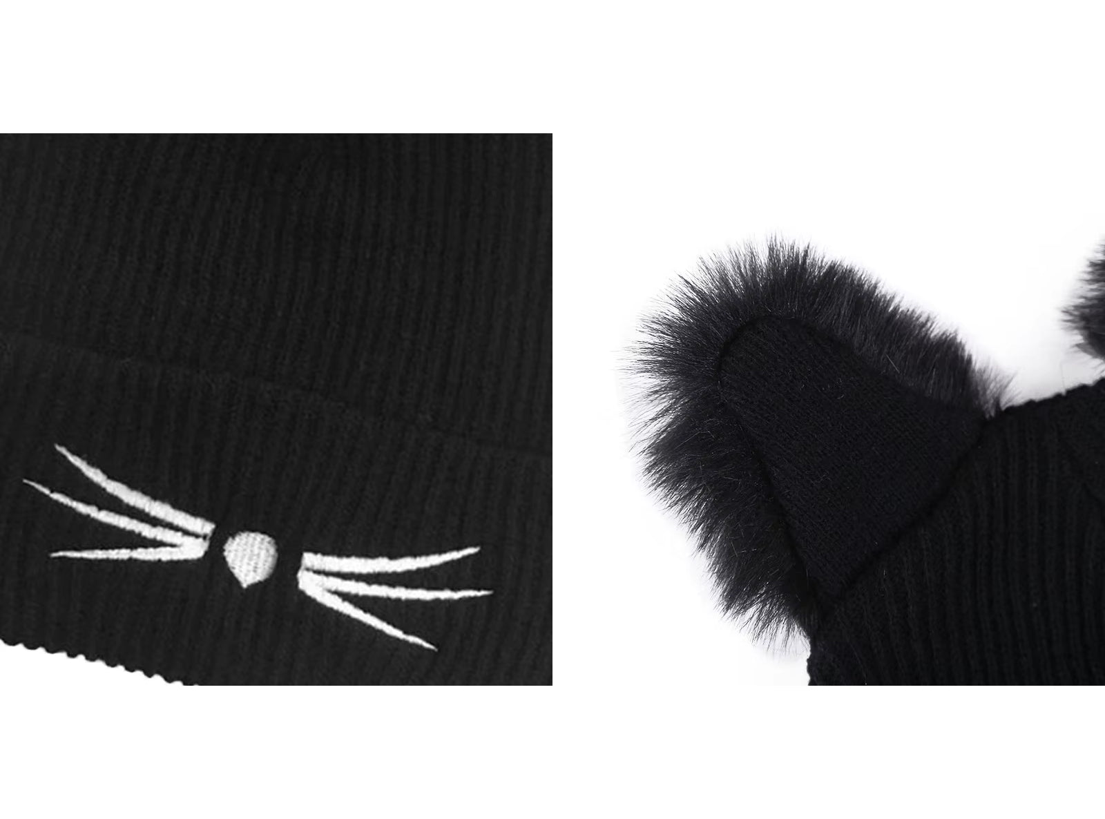 2 Cappelli Donna Pon Pon Invernali Orecchie da Gatto Berretti Lana Beanie Lavorati a Maglia Cappellini Caldi Elastico per Sport All'Aria Aperta Corsa Sci Pattinaggio