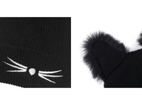 2 Cappelli Donna Pon Pon Invernali Orecchie da Gatto Berretti Lana Beanie Lavorati a Maglia Cappellini Caldi Elastico per Sport All'Aria Aperta Corsa Sci Pattinaggio