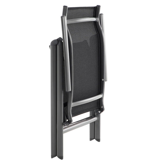 Set 2 sedie da giardino pieghevoli sedute da esterno robusto telaio in alluminio schienale regolabile in 8 posizioni portata 150 kg nero 12_0001696