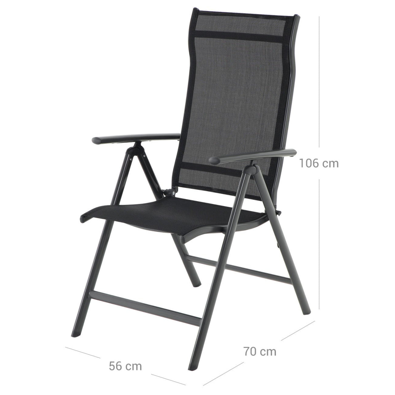 Set 2 sedie da giardino pieghevoli sedute da esterno robusto telaio in alluminio schienale regolabile in 8 posizioni portata 150 kg nero 12_0001696