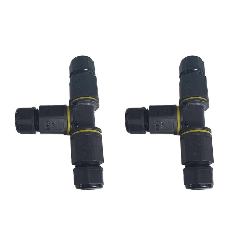 2 Connettori Veloce IP68 Forma T 3 Posti per Cavo Elettrico 6 12mm 125x80x30mm