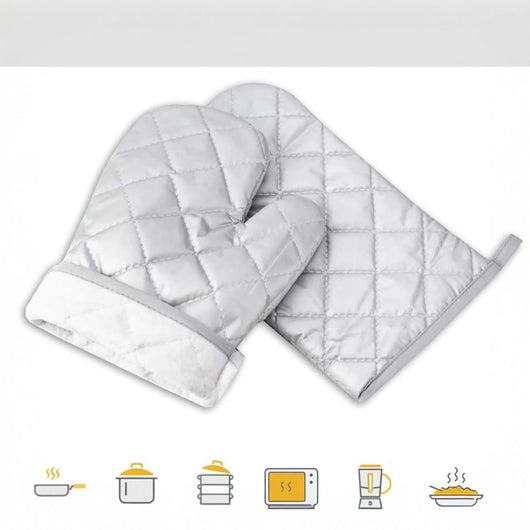 2 Guanti Forno Teflonato da Cucina Resistenti al Calore In Poliestere Barbecue