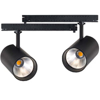 2 Kit Fari LED Binario Trifase 30W 4000LM, Corpo Nero Luce 3000K, CRI>90 UGR<19 Angolo 120°, D85X128mm, Driver Alimentatore a Scomparsa Lunga 289mm CB58130BC