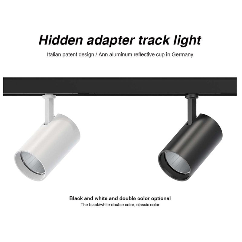 2 Kit Fari LED Binario Trifase 30W 4000LM, Corpo Nero Luce 4000K, CRI>90 UGR<19 Angolo 120°, D85X128mm, Driver Alimentatore a Scomparsa Lunga 289mm CB58130BN