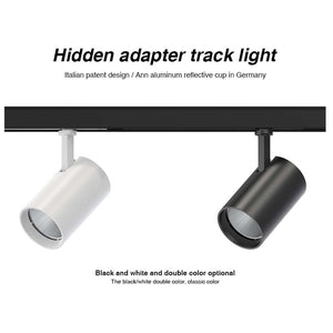 2 Kit Fari LED Binario Trifase 30W 4000LM, Corpo Nero Luce 4000K, CRI>90 UGR<19 Angolo 120°, D85X128mm, Driver Alimentatore a Scomparsa Lunga 289mm CB58130BN