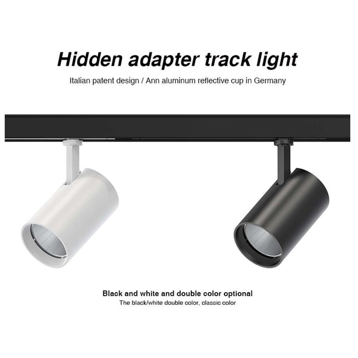 2 Kit Fari LED Binario Trifase 30W 4000LM, Corpo Nero Luce 4000K, CRI>90 UGR<19 Angolo 120°, D85X128mm, Driver Alimentatore a Scomparsa Lunga 289mm CB58130BN