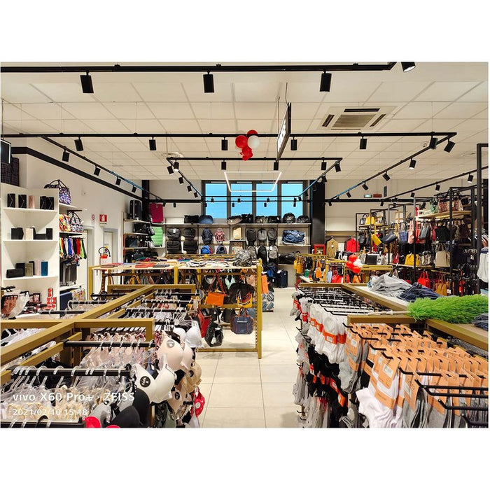 2 Kit Fari LED Binario Trifase 30W 4000LM, Corpo Nero Luce 4000K, CRI>90 UGR<19 Angolo 120°, D85X128mm, Driver Alimentatore a Scomparsa Lunga 289mm CB58130BN