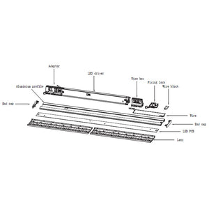 2 Kit Fari LED Lineari Binario Trifase 1 5M 50W 4000K 90 Gradi Bianchi con DIP Switch