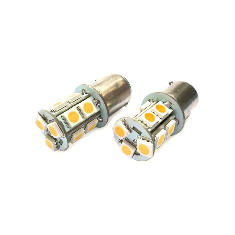 2 Lampade LED Barca BAY15D Bianco Caldo 12V 24V 3W No Polarità 13 SMD 5050 G18,5